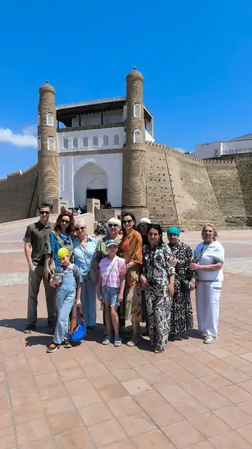 Group tour photo at the Ark of Bukhara fortress, Uzbekistan